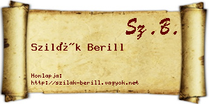 Szilák Berill névjegykártya